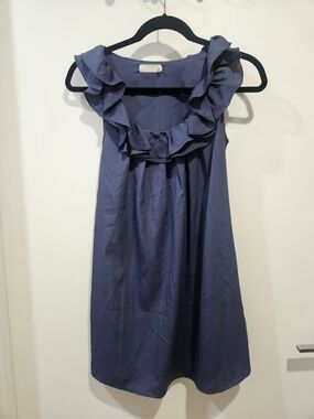Pins & Needles Navy Blue Shift Dress with Ruffle Neckline